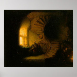 Affiches Le philosophe de la méditation de Rembrandt
