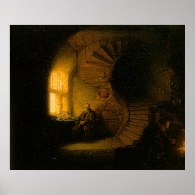 Affiches Le philosophe de la méditation de Rembrandt (Devant)