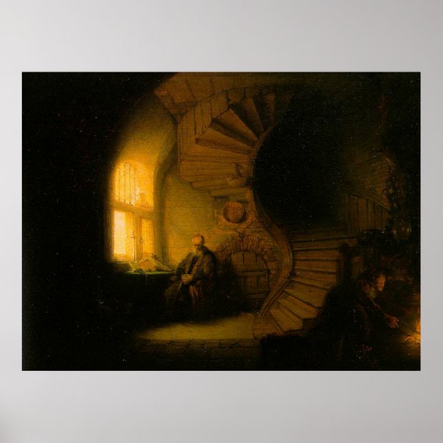 Affiches Le philosophe de la méditation de Rembrandt (Devant)