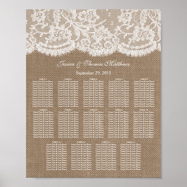 Affiches Le plan de table de la collection de mariage Burla (Devant)
