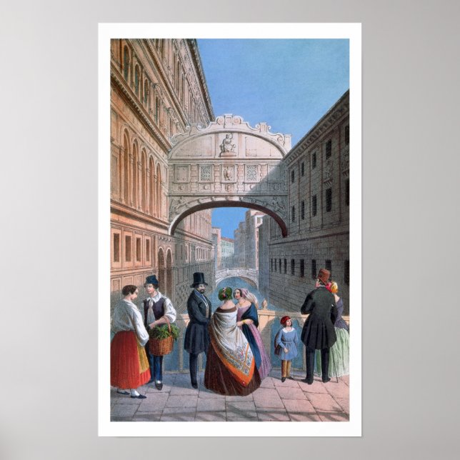 Affiches Le Pont des Soupirs, Venise, gravé par Brizeghel (Devant)