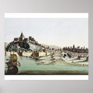 Affiches Le port et la ville de Malacca, Malaisie, illustra