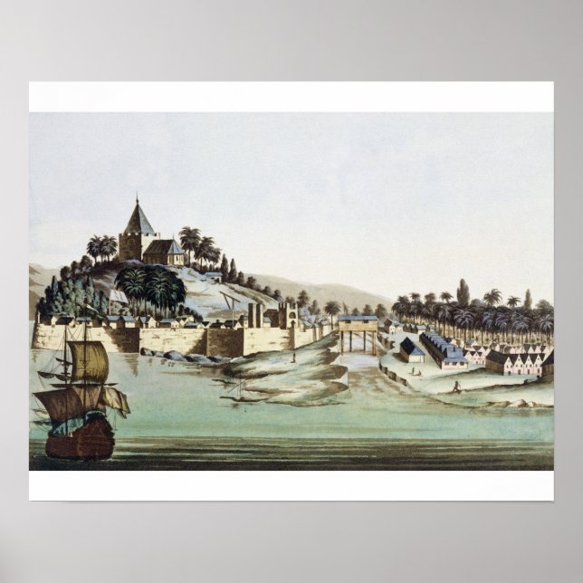 Affiches Le port et la ville de Malacca, Malaisie, illustra (Devant)