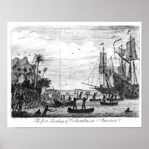 Affiches Le premier atterrissage de Columbus chez