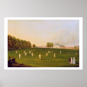 Affiches Le premier match grand du cricket a joué par des