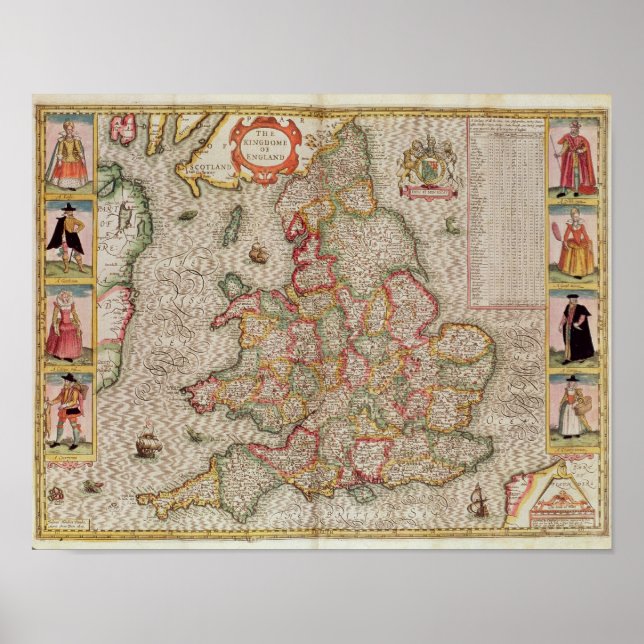 Affiches Le royaume d'Angleterre, gravé par Jodocus (Devant)