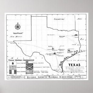 Affiches Le Texas Map, 1933