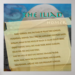Affiches Le texte d'image de rouleau d'iliade
