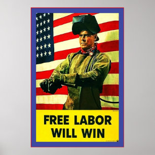 Affiches Le travail libre la guerre mondiale de Win~Vintage