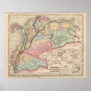 Affiches Le Venezuela, le nouveau Grenada et l'Equador