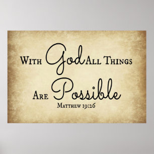 Affiches Le vers de bible de Matthew avec Dieu toutes les
