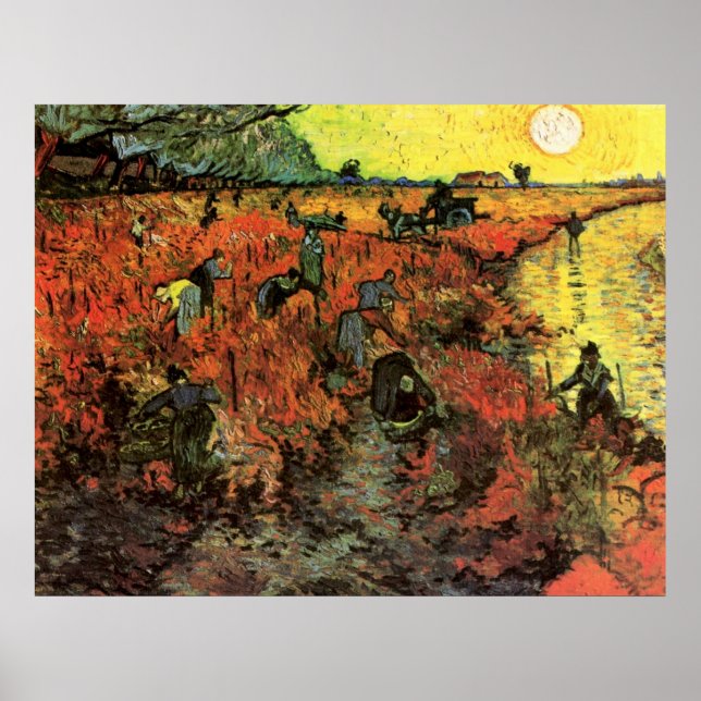 Affiches Le vignoble rouge par Vincent van Gogh (Devant)