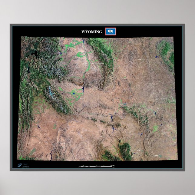Affiches Le Wyoming de l'affiche satellite spatiale (Devant)
