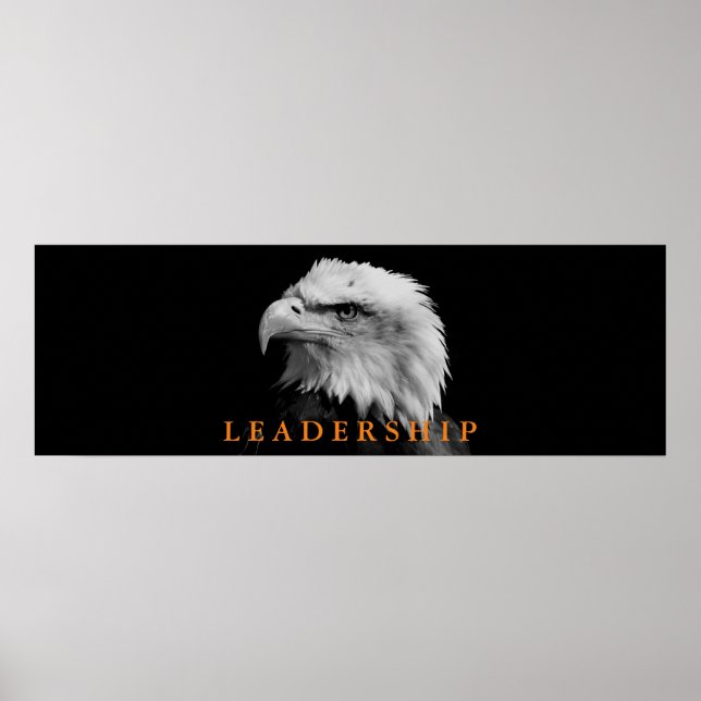 Affiches Leadership d'aigle noir et blanc (Devant)