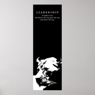 Affiches Leadership motivationnel Femme Lion noir blanc
