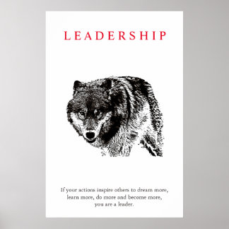 Affiches Leadership motivationnel Wolf Noir et blanc