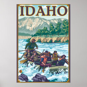 Affiches L'eau blanche transportant par radeau - l'Idaho