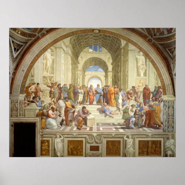 Affiches L'école d'Athènes Fresco par Raffaello Sanzio (Devant)
