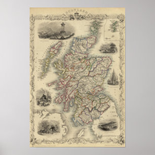 Affiches L'Ecosse avec la carte d'encart des Îles Shetland