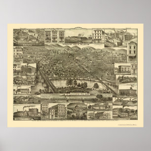 Affiches Lecture, carte panoramique de PA - 1881