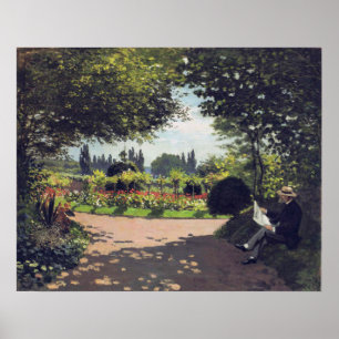 Affiches Lecture d'Adolphe Monet dans le jardin, 1866