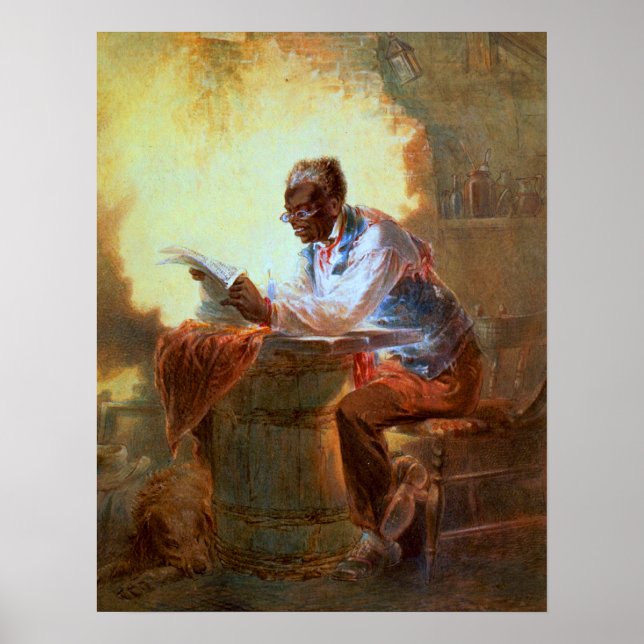 Affiches Lecture du journal à la lueur des bougies (Devant)