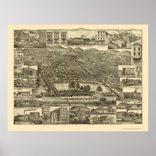 Affiches Lecture, PA Carte panoramique - 1881 (Devant)