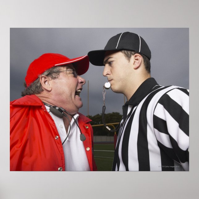 Affiches L'entraîneur crie à l'arbitre (Devant)