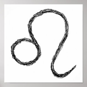 Affiches Leo. Panneau astrologie zodiaque. Noir.