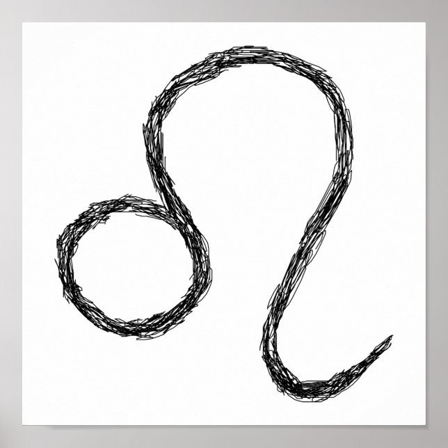 Affiches Leo. Panneau astrologie zodiaque. Noir. (Devant)