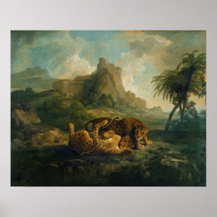 Affiches Léopards de George Stubbs   au jeu, c.1763-8