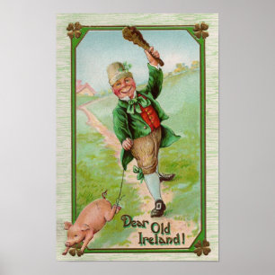 Affiches Leprechaun et Pig St Patrick's Day