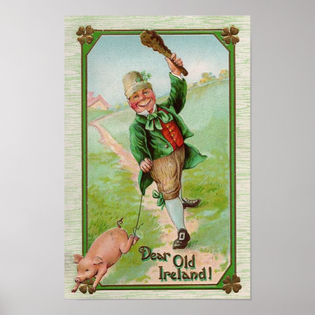 Affiches Leprechaun et Pig St Patrick's Day (Devant)