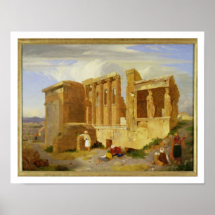 Affiches L'Erechtheum, Athènes, avec des figures dans le