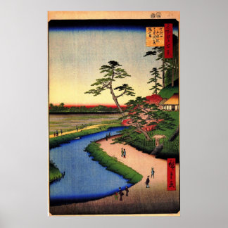 Affiches L'ermitage de Bashō sur la colline de Camellia à c