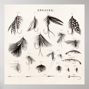Affiches Les 1800s vintages pêchant la pêche de mouche