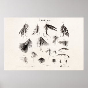 Affiches Les 1800s vintages pêchant la pêche de mouche