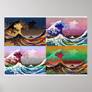 Affiches Les 4 grandes vagues de Kanagawa