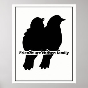 Affiches Les amis sont choisis Famille Deux oiseaux Silhoue