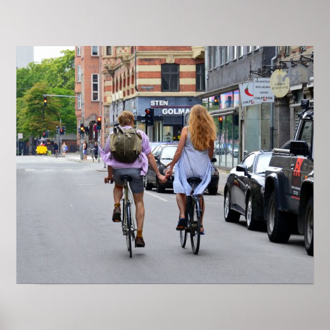 Affiches Les amoureux de Copenhague sur les vélos (Devant)