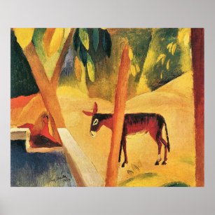 Affiches Les ânes dans les palmiers par August Macke