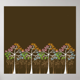 Affiches Les arbres de quatre saisons sur l'affiche Brown
