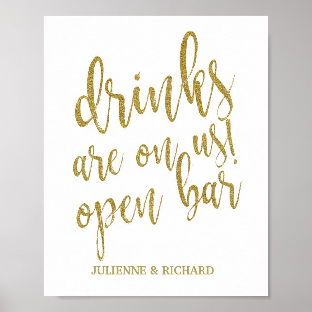 Affiches Les boissons sont offertes ! Panneau de mariage Ba (Devant)
