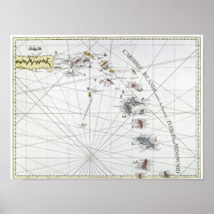 AFFICHES LES CARAÏBE : CARTE, 1775