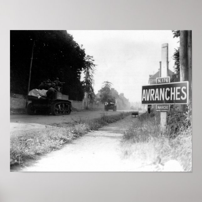 Affiches Les chars américains à Avranches France Seconde Gu (Devant)