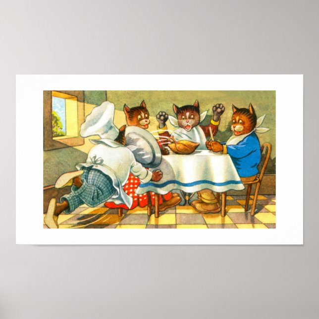 Affiches Les chats dîner (Devant)