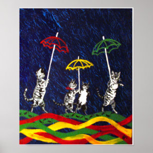 Affiches Les chats sous la pluie
