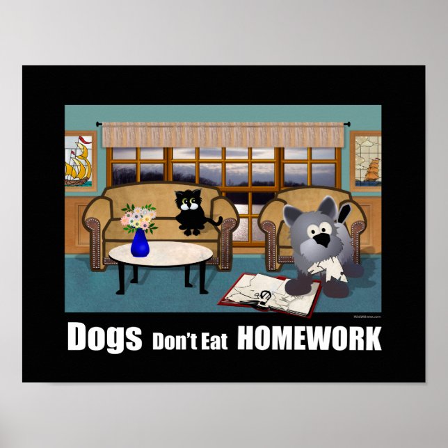 Affiches Les chiens ne mangent pas les devoirs (Devant)