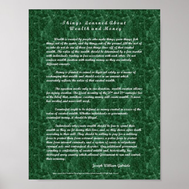 Affiches Les Choses Apprises Sur La Richesse Et L'Argent (Devant)