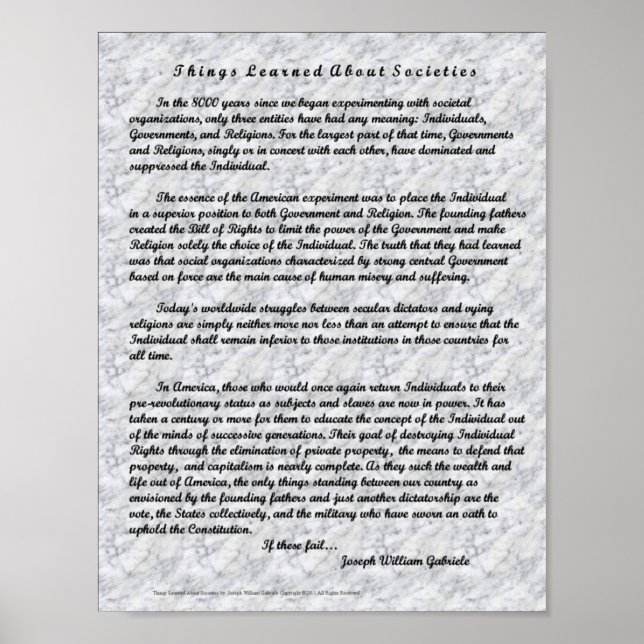 Affiches Les Choses Apprises Sur Les Sociétés (Devant)